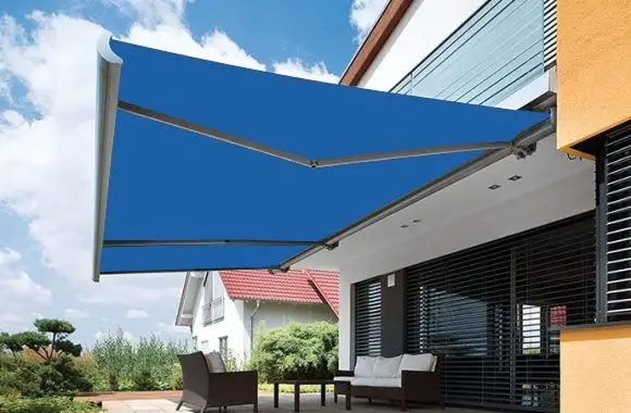 Folding Arm Awnings Vegas Marine Blue