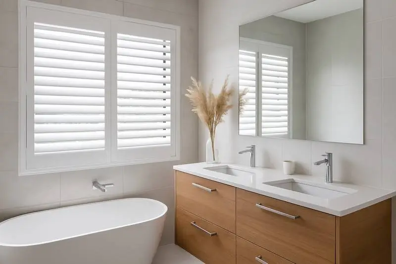 PVC plantation shutters in bathroom